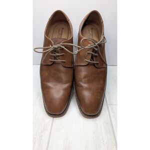 Freeman Emery Men's Oxford Derby Cap Toe Cognac Brown Shoes Size 10 Wide